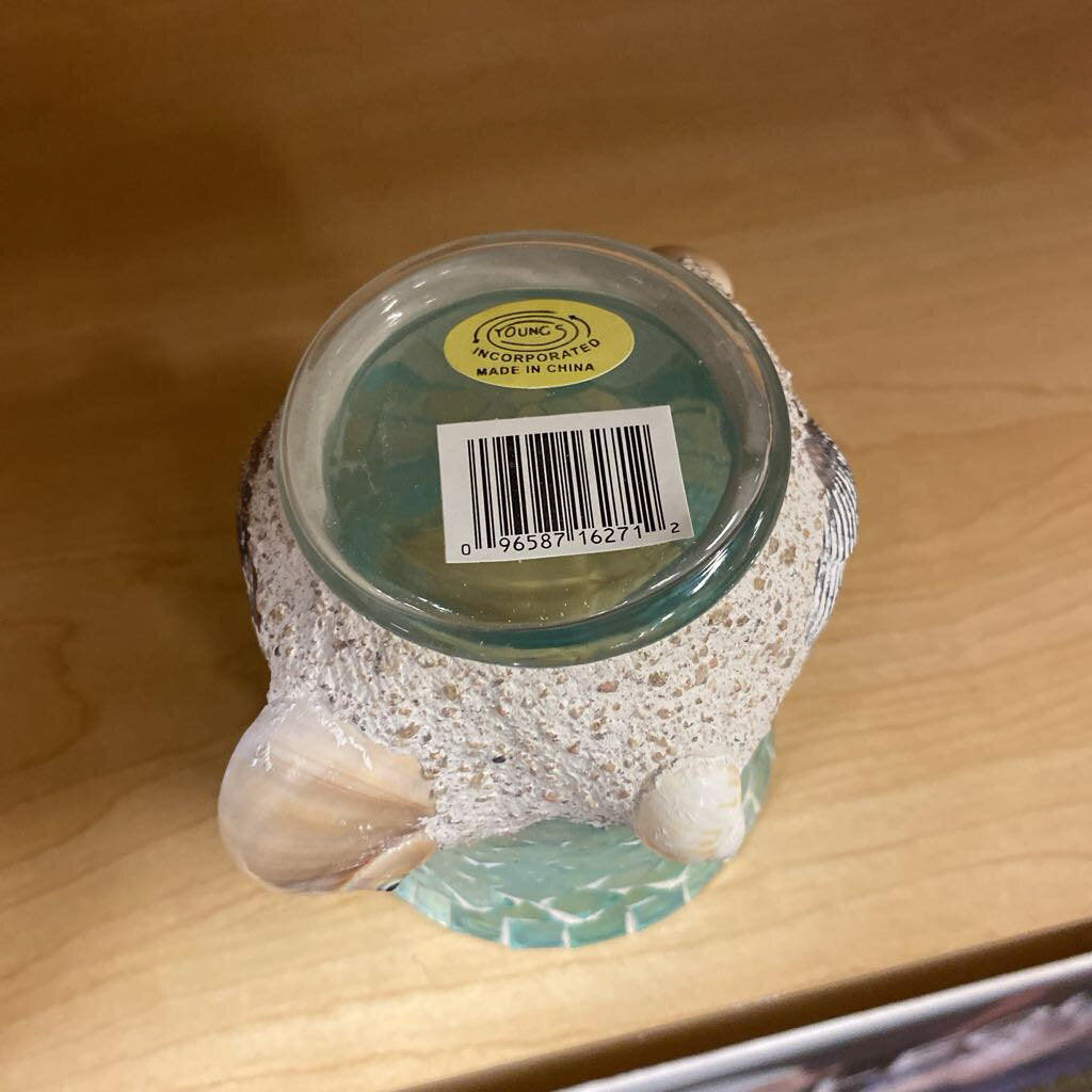 Shell Mosaic Candle Holder 4.5"H