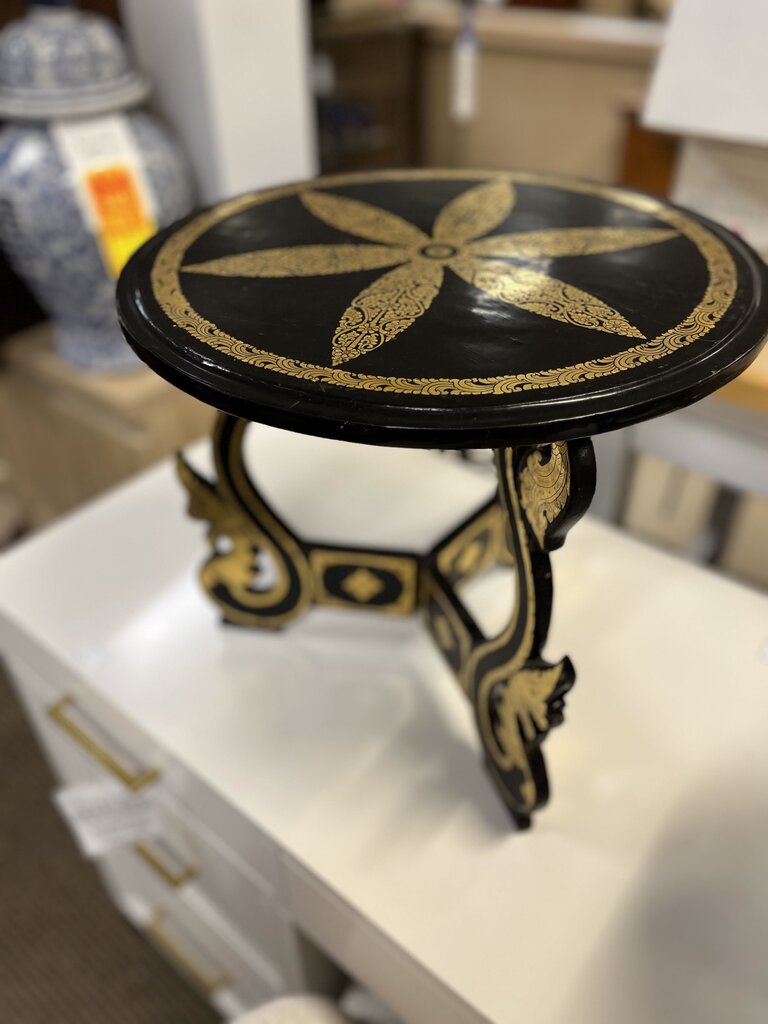 Burmese Gilt & Black Lacquer Folding Table