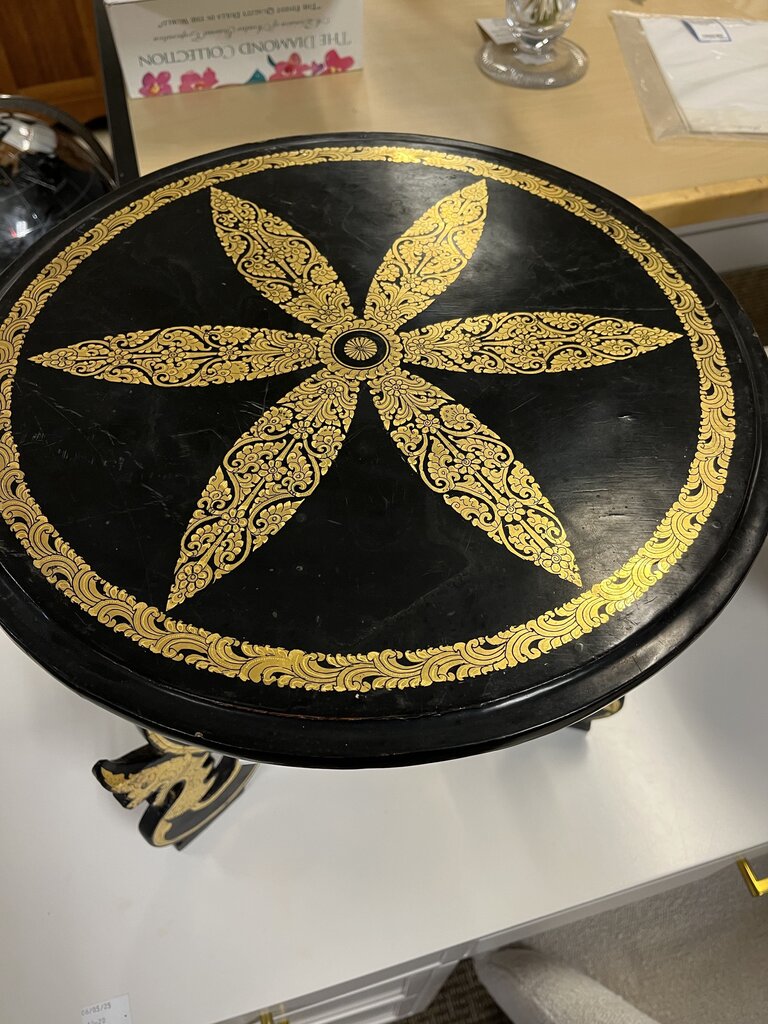 Burmese Gilt & Black Lacquer Folding Table