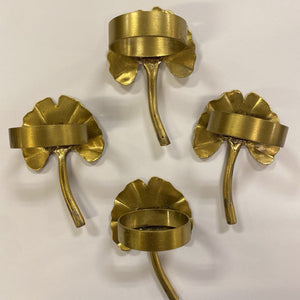 Gold Ginkgo Ring Napkin Holders (Set of 4)