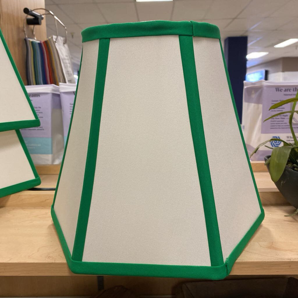 White & Green Lamp Shade 12"H x14"dia