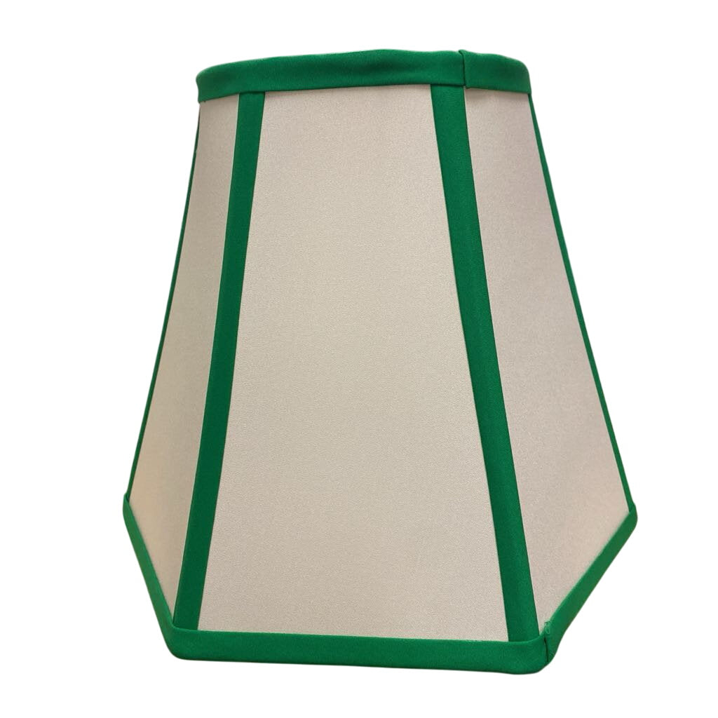 White & Green Lamp Shade 12"H x14"dia by Miss Daisy's Consignment & Auction House