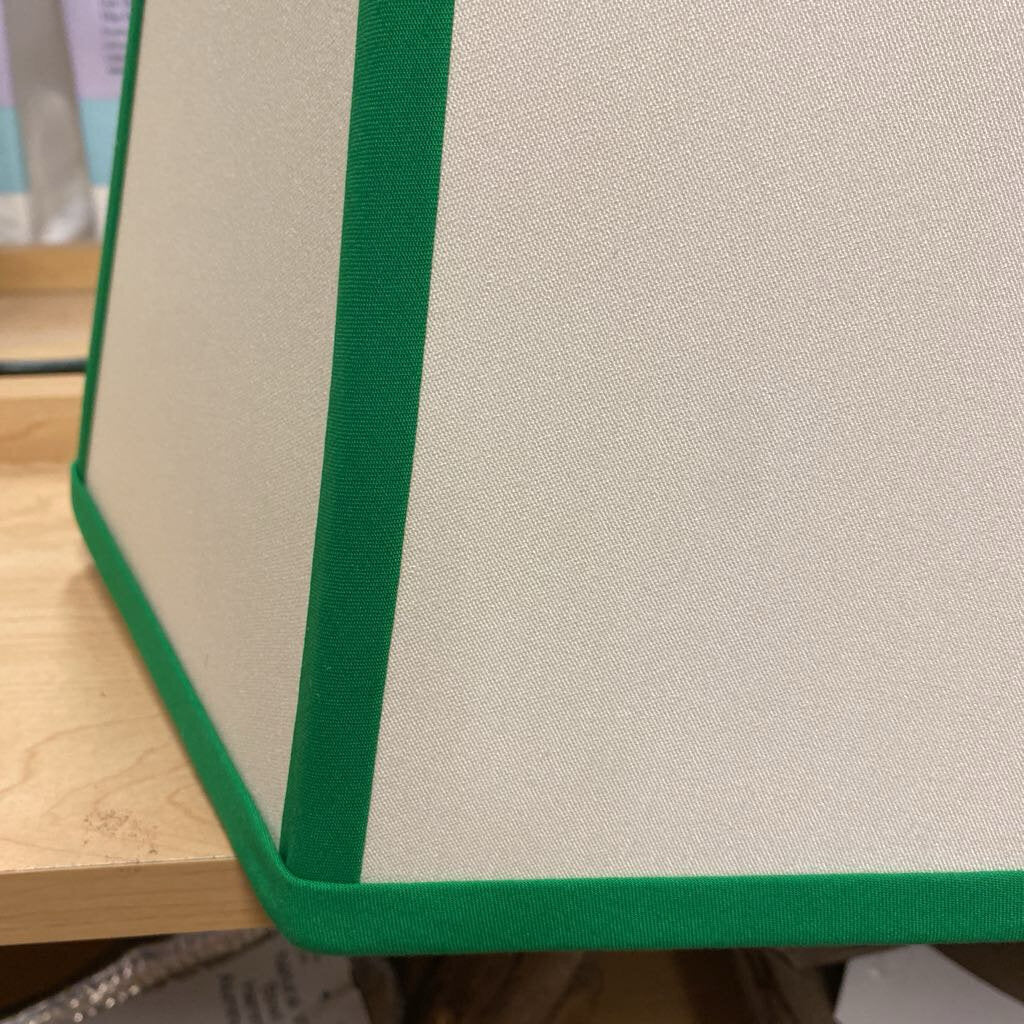 White & Green Lamp Shade 12"H x14"dia
