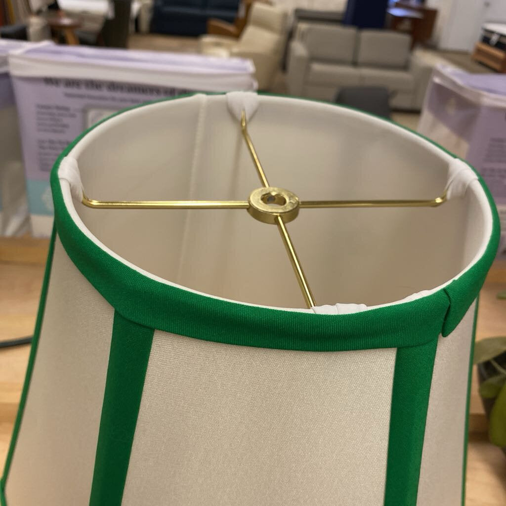 White & Green Lamp Shade 12"H x14"dia