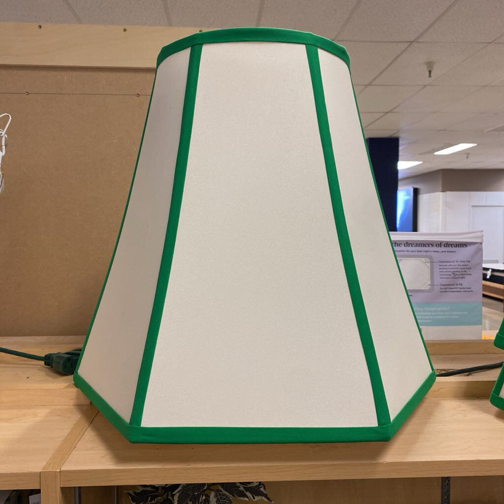 White & Green Lamp Shade 20"H x22"dia