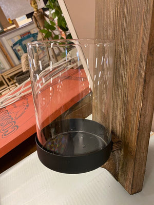 Wood & Glass Wall Mount Candle Holder (2 pcs)