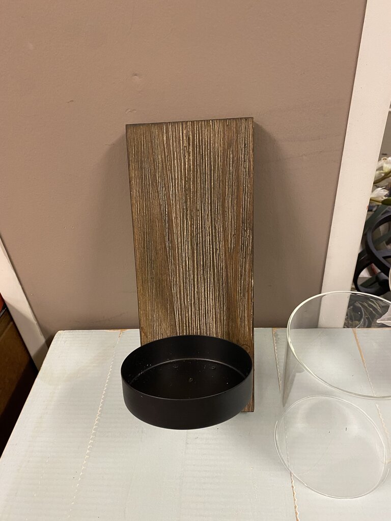 Wood & Glass Wall Mount Candle Holder (2 pcs)