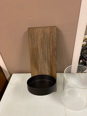 Wood & Glass Wall Mount Candle Holder (2 pcs)