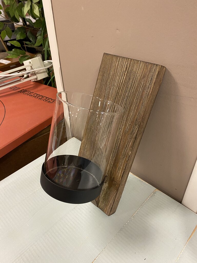 Wood & Glass Wall Mount Candle Holder (2 pcs)