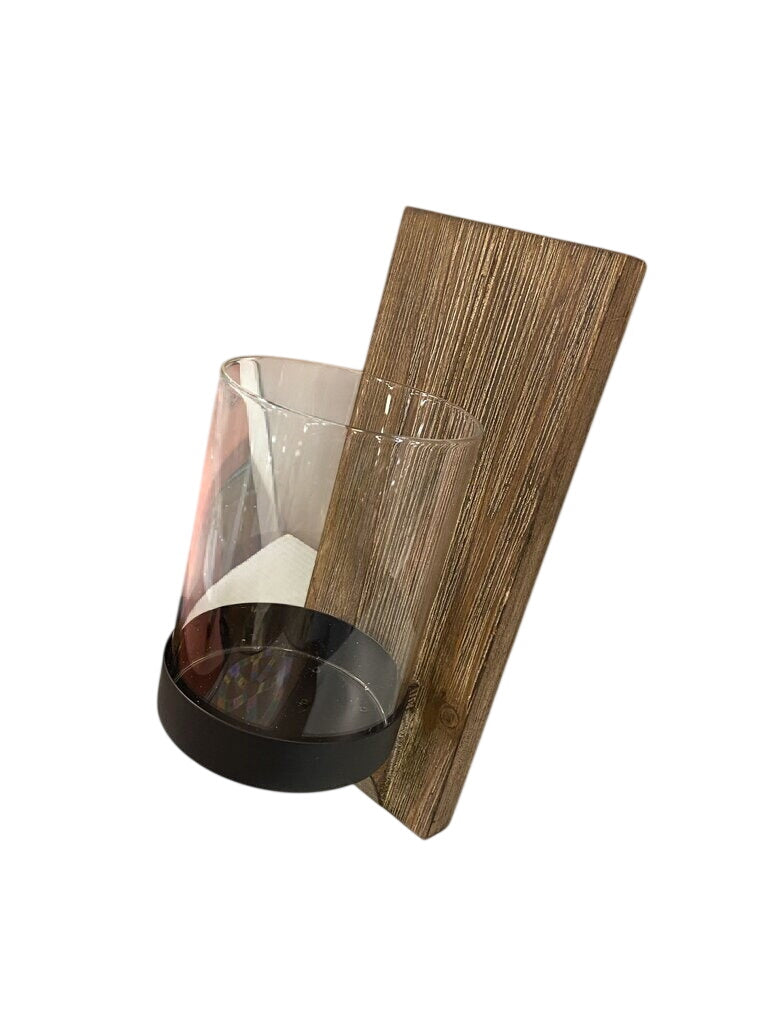 Wood & Glass Wall Mount Candle Holder (2 pcs)