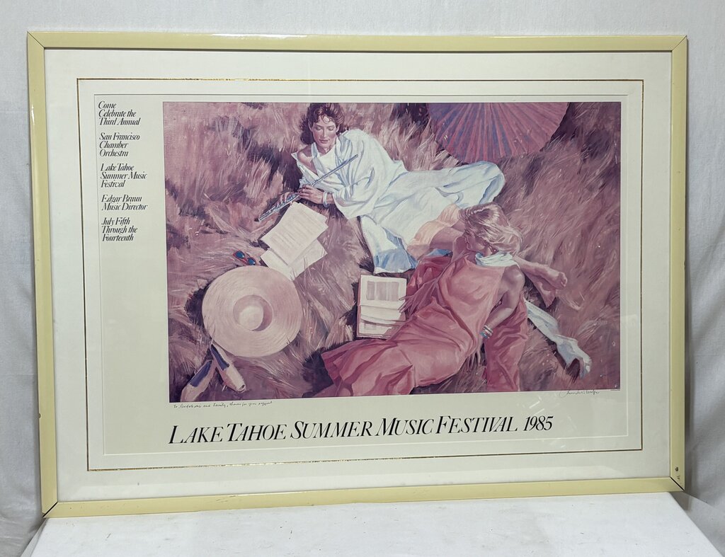 Bruce Wolfe Signed & Dedicated Lake Tahoe Summer Music Festival 1985 Promotional Poster