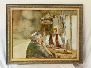 Anton Sipos Untitled Men Conversing Original Signed Oil on Canvas