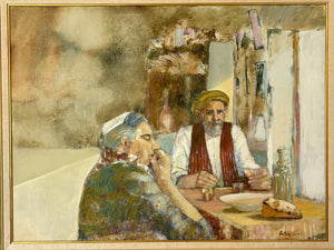 Anton Sipos Untitled Men Conversing Original Signed Oil on Canvas