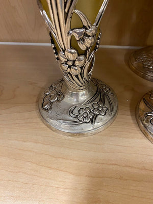 Art Nouveau Style Silver Plated Floral Trumpet Vase