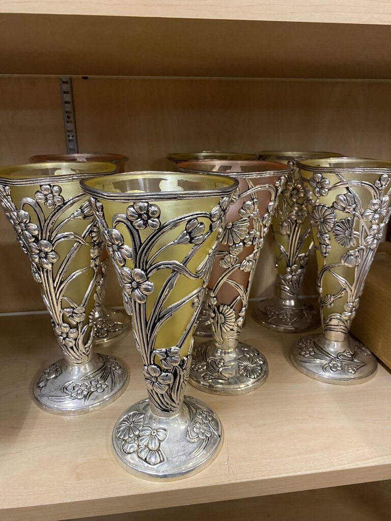Art Nouveau Style Silver Plated Floral Trumpet Vase