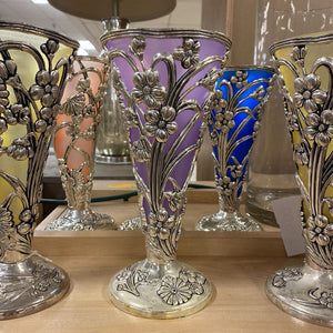 Art Nouveau Style Silver Plated Floral Trumpet Vase