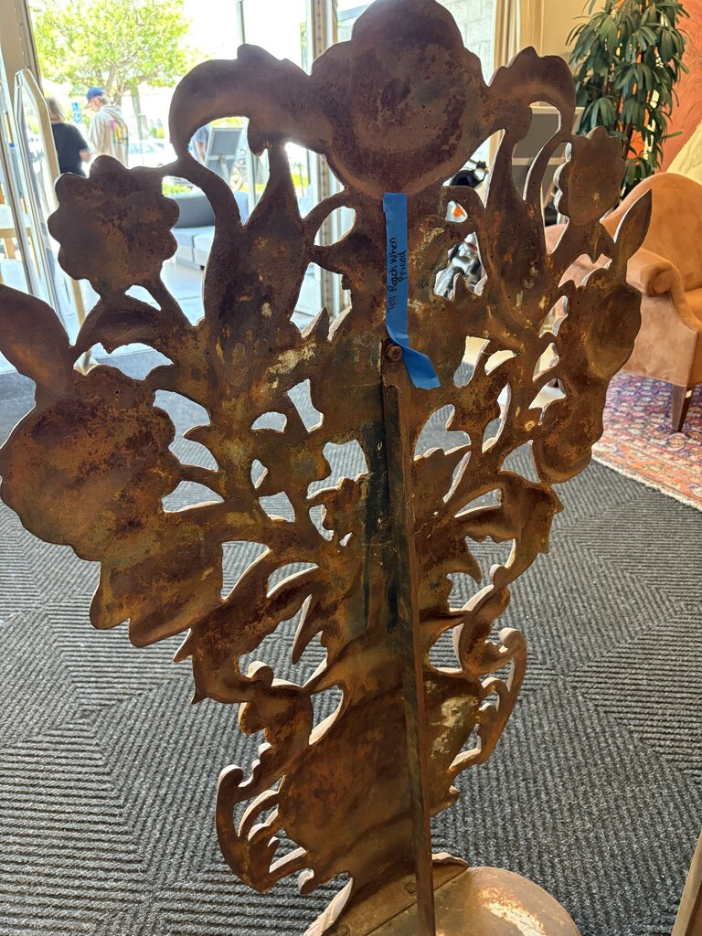 Antique Large Cast Iron Floral Urn Silhouette