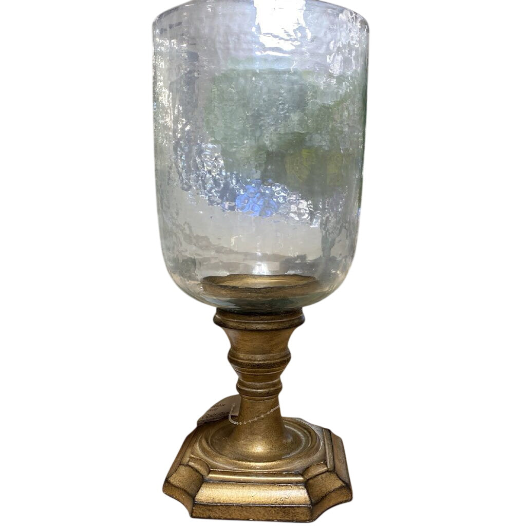 Gold Pedestal Hurricane Candle Holder 12.75"H