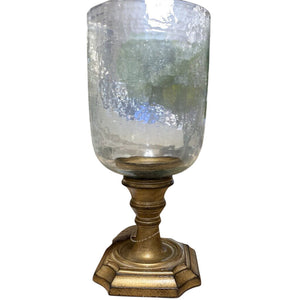 Gold Pedestal Hurricane Candle Holder 12.75"H