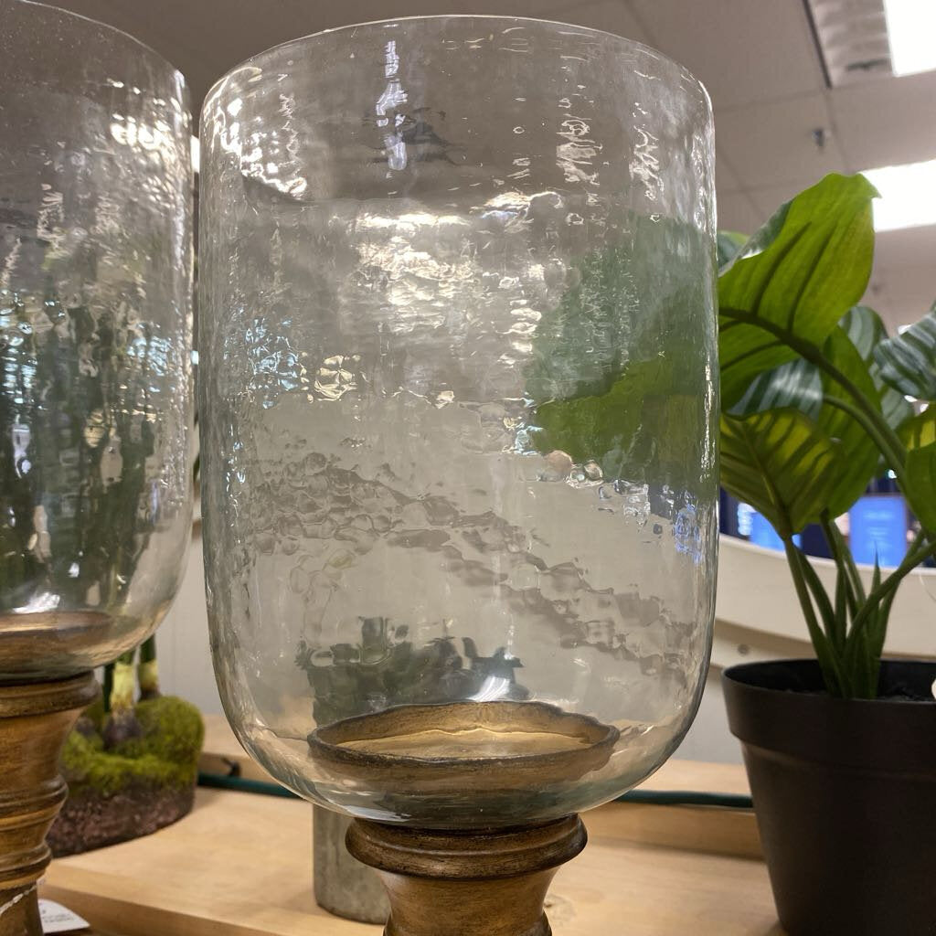 Gold Pedestal Hurricane Candle Holder 12.75"H