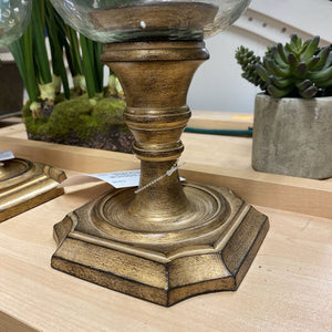 Gold Pedestal Hurricane Candleholder 16"