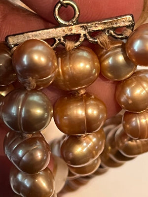 5 Strand Pink Pearl & Amber Necklace