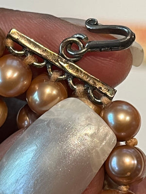 5 Strand Pink Pearl & Amber Necklace