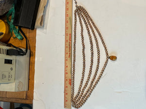5 Strand Pink Pearl & Amber Necklace