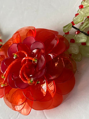 BaubleBar Orange & Green Celluloid Flower Statement Necklace