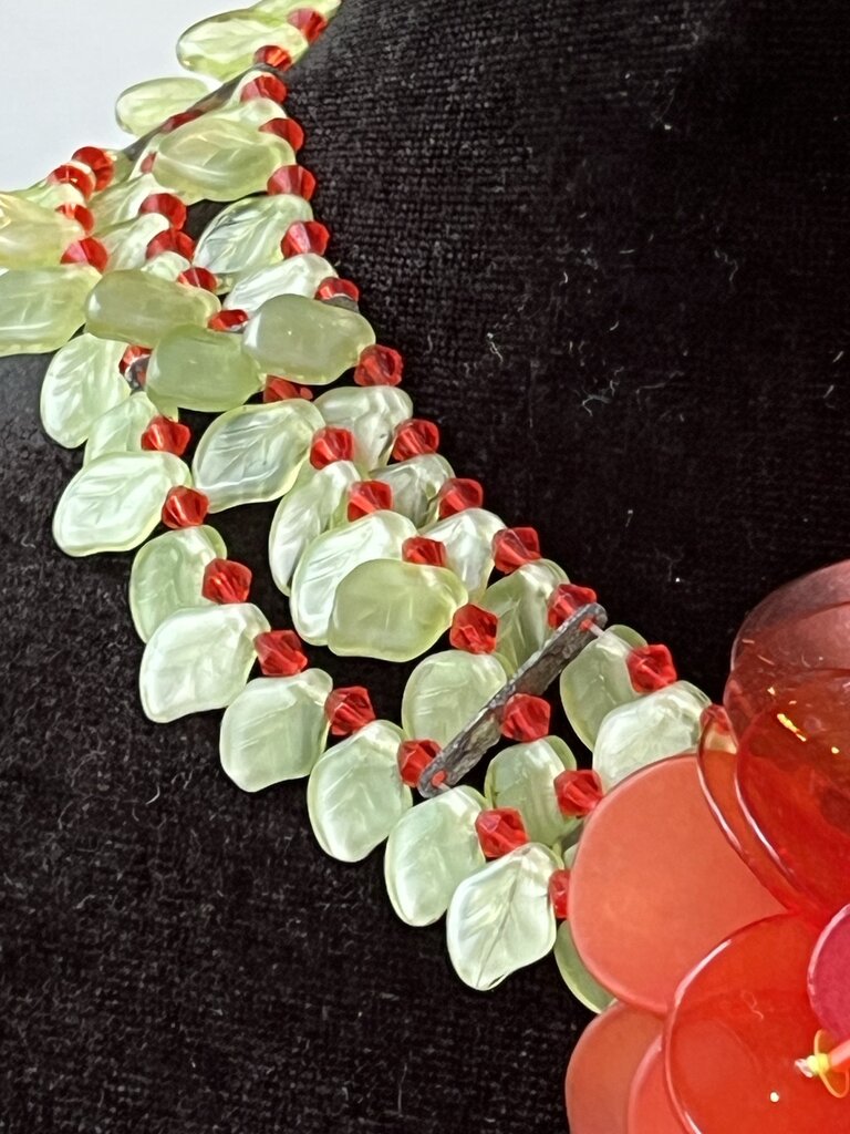 BaubleBar Orange & Green Celluloid Flower Statement Necklace