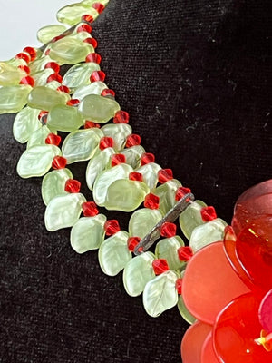 BaubleBar Orange & Green Celluloid Flower Statement Necklace