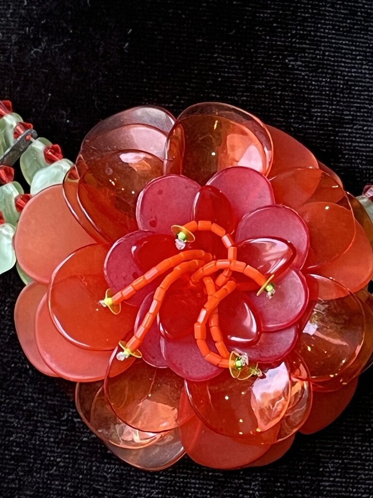 BaubleBar Orange & Green Celluloid Flower Statement Necklace