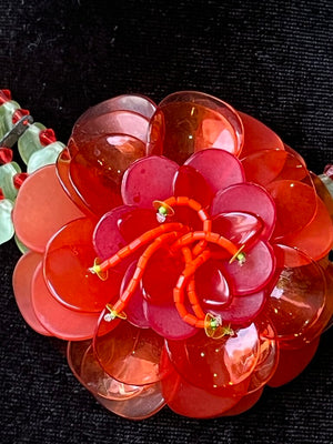 BaubleBar Orange & Green Celluloid Flower Statement Necklace