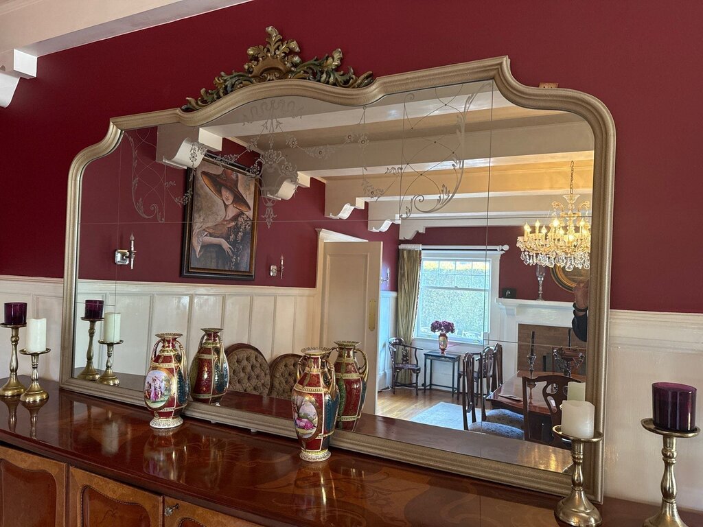 Rococo Style Reverse Painted Floral Mirror 89 x 58