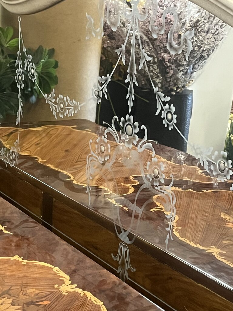 Rococo Style Reverse Painted Floral Mirror 89 x 58