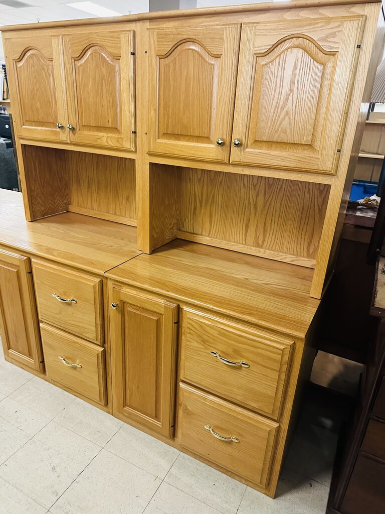 2 Piece Amish Oak Credenzas 33x21x66