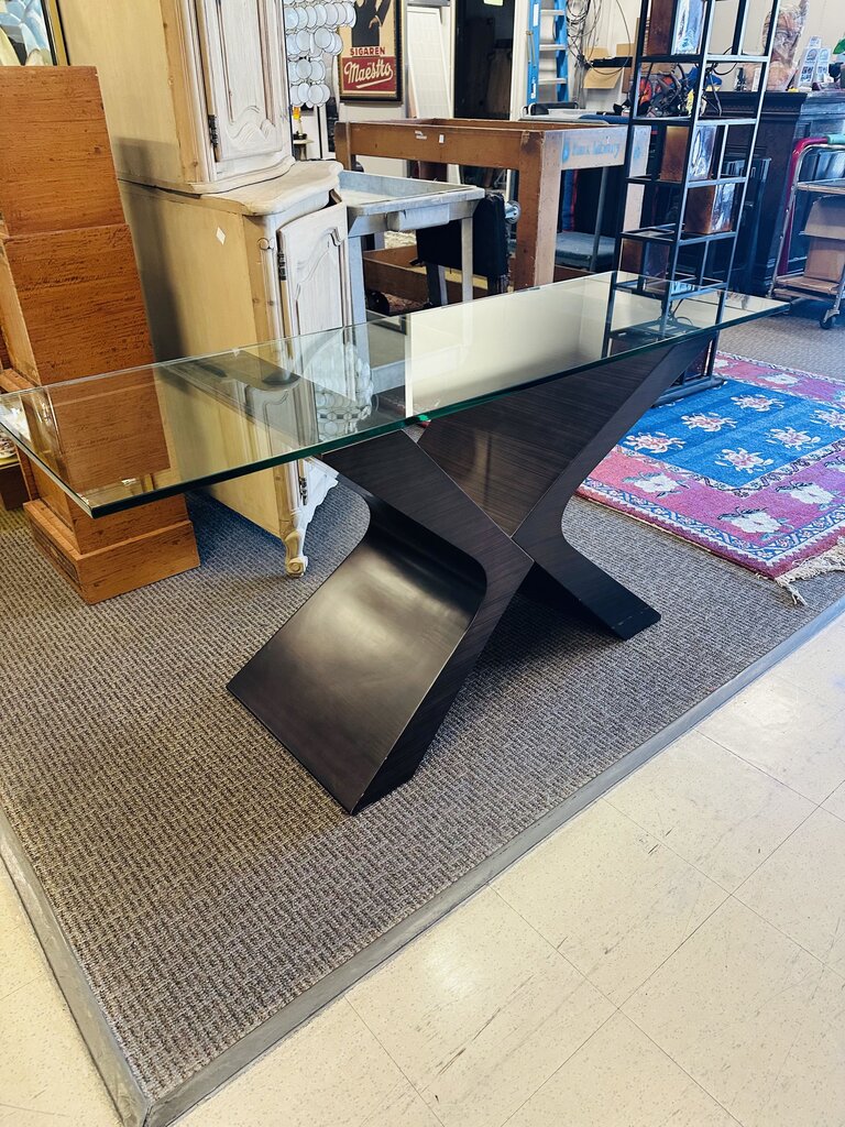 X Glass Top Table (Michael Kate) 19.5x63x30