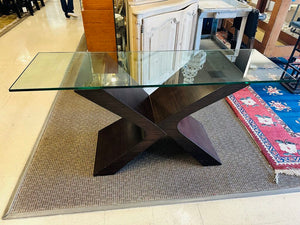 X Glass Top Table (Michael Kate) 19.5x63x30