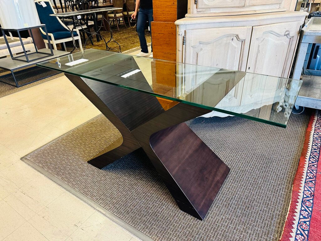 X Glass Top Table (Michael Kate) 19.5x63x30