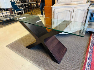 X Glass Top Table (Michael Kate) 19.5x63x30