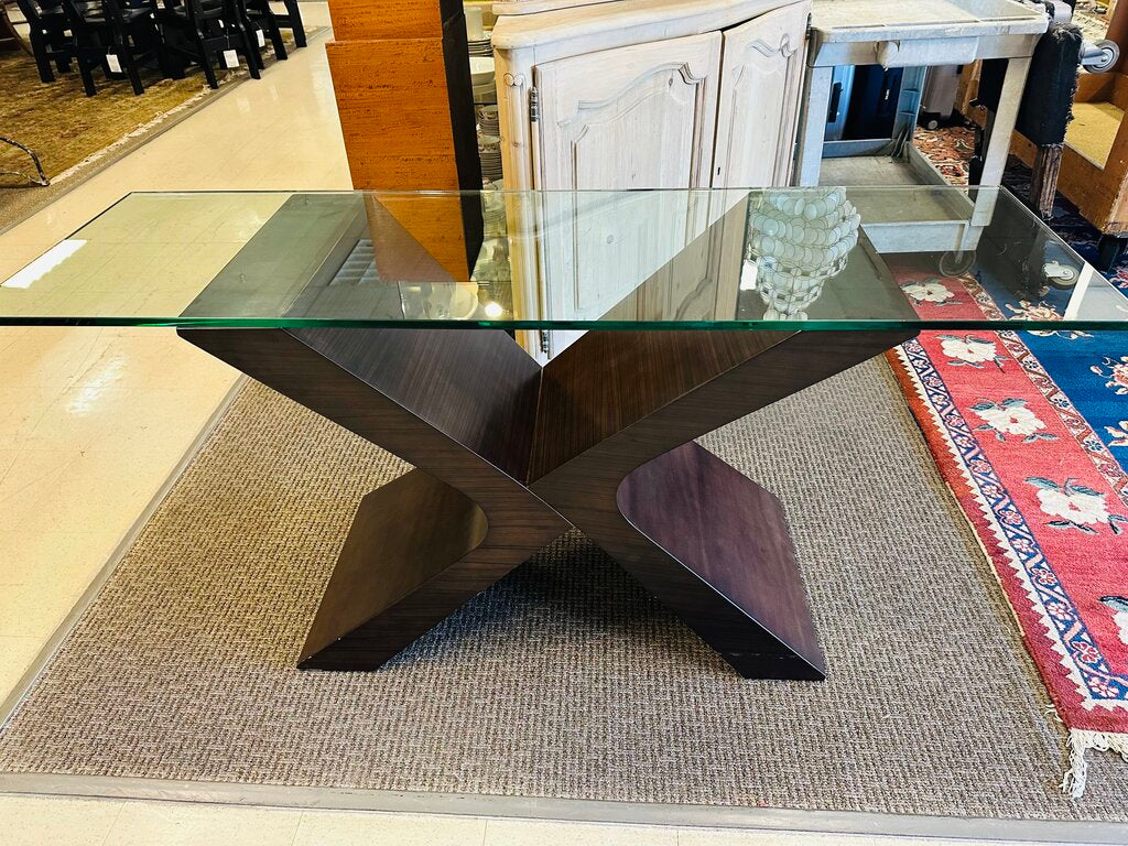 X Glass Top Table (Michael Kate) 19.5x63x30