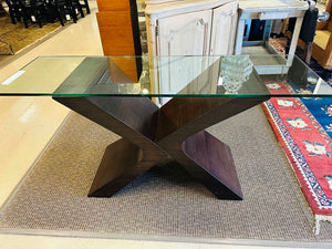 X Glass Top Table (Michael Kate) 19.5x63x30