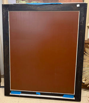 Dark Hardwood Lacquered Beveled Glass Wall Mirror w/ Hanger Bar Hardware