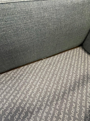 Flexform Soft Dream Sofa Topazio Blue Gray 9.5x3.5. Leather Trim Platform. Some damage to corner.