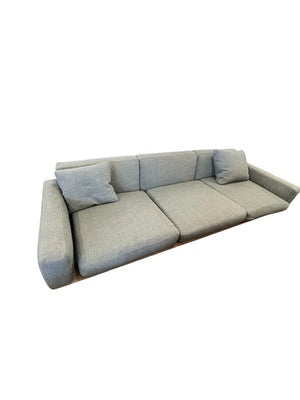 Flexform Soft Dream Sofa Topazio Blue Gray 9.5x3.5. Leather Trim Platform. Some damage to corner.