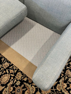 Flexform Soft Dream Sofa Topazio Blue Gray 9.5x3.5. Leather Trim Platform. Some damage to corner.