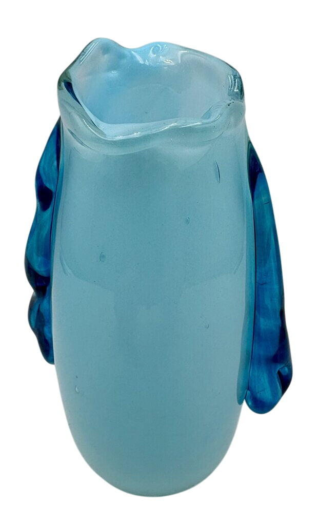 Murano Style Blown Glass Blue Bud Vase 6.6" Signed Bottom by Miss Daisy's Consignment & Auction House