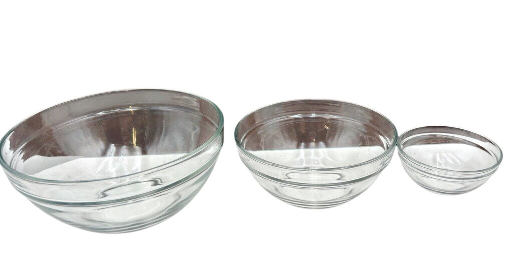 3 Piece Clear Glass Mixing Bowl Set (3Pcs) by Miss Daisy's Consignment & Auction House