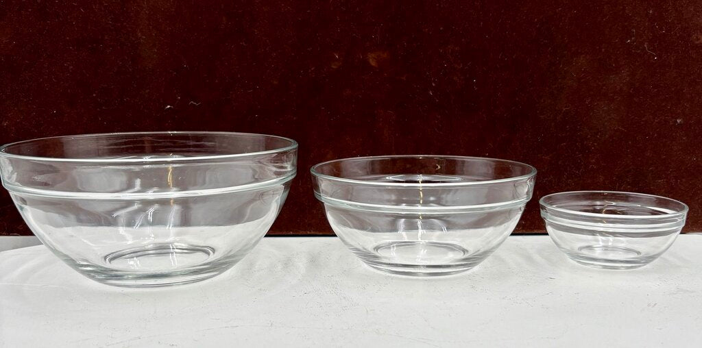 3 Piece Clear Glass Mixing Bowl Set (3Pcs)