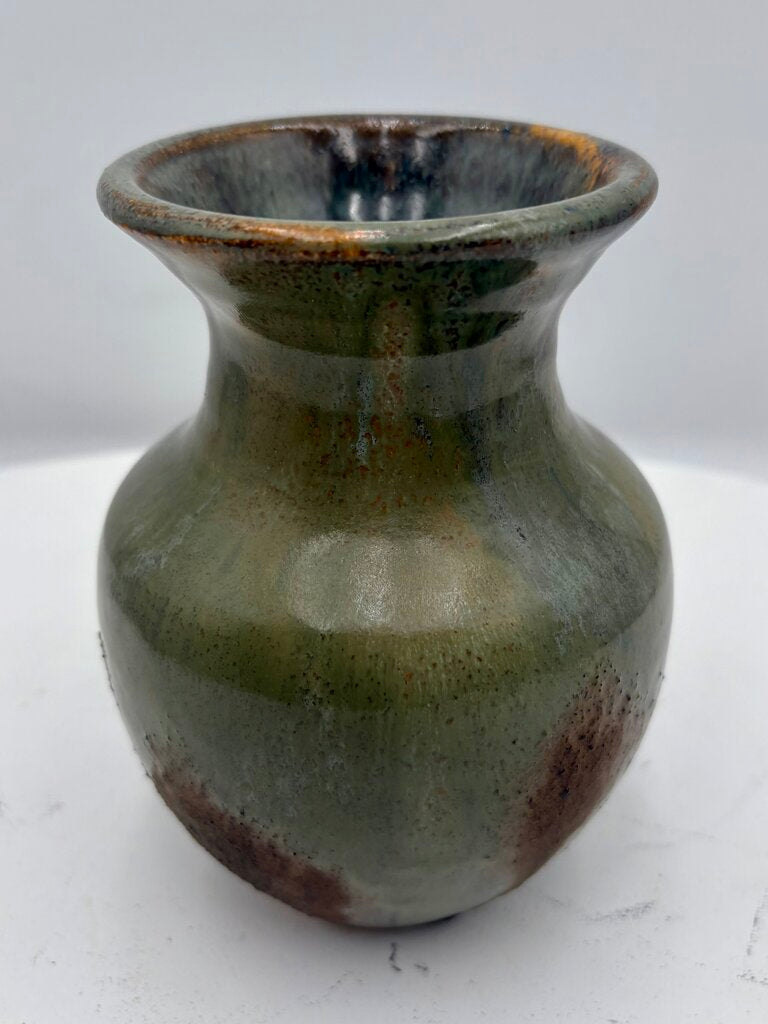 SKP Hand Made Brown Pottery Vase 6"